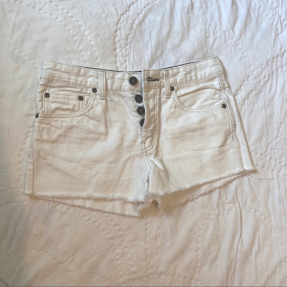 Free People High Waisted White Denim Shorts